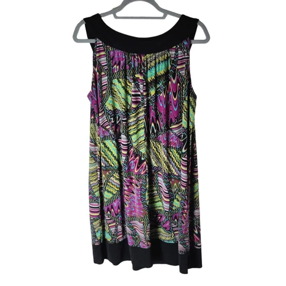 Ronni Nocole multicolor printed sleeveless scoop neck plus size dress size 14W - Picture 3 of 7